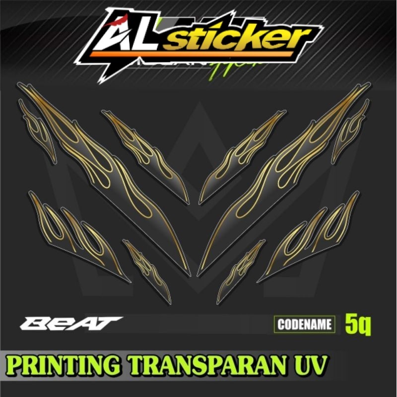 Decal Sticker Striping Variasi Transparan Uv Beat Pop Api Honda Beat Pop 110 Esp Cbs Iss Beat Pop