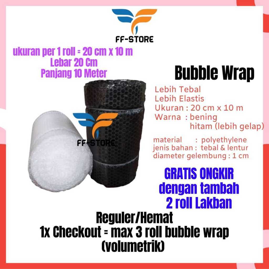 

[10Mx20CM] Bubble Wrap Hitam Bening Roll 20 cm x 10 m Tebal Premium Ekonomis Murah Bandung