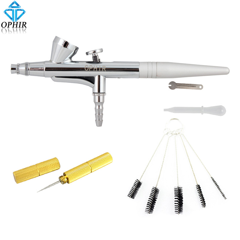 

OPHIR 0.3mm Dual-Action Airbrush Gun/Air-brush with Cleaning Needle & Brush for Model Hobby Cake Nail Art Temporary Tattoo_AC007