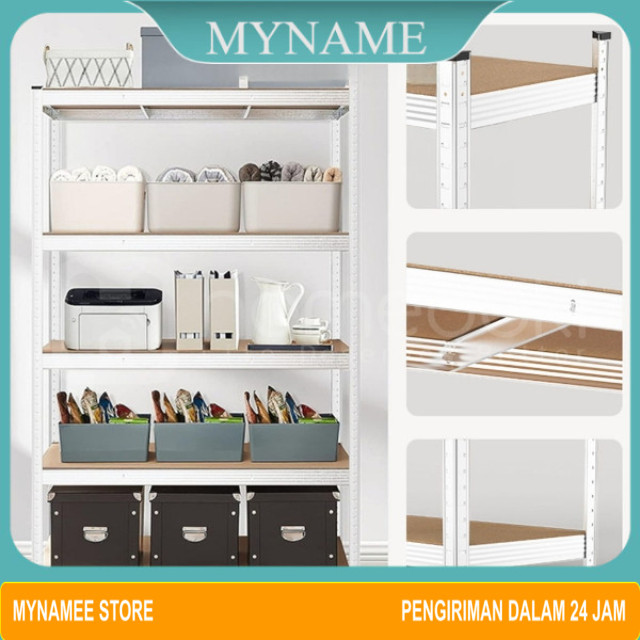 Rak Gudang 5 Susun Besi Kuat & Kokoh | Rak Serbaguna Tingkat Heavy Duty | Rak Penyimpanan Multifungs