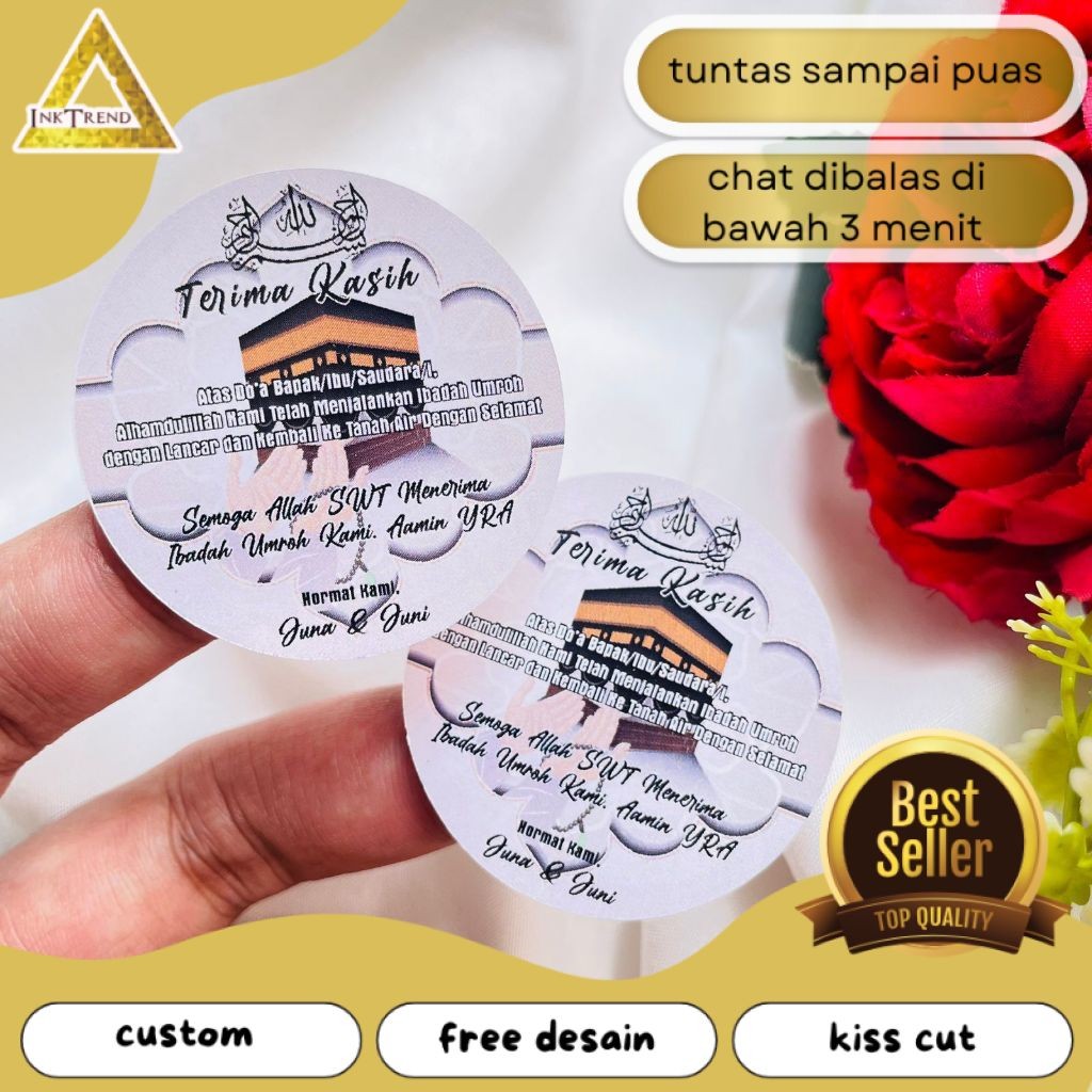 

INKA 2-4 Cetak Print Stiker Bulat Haji Umroh Sticker Label Custom Gift Hajj Murah Free Desain