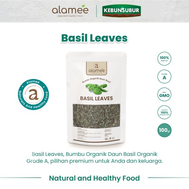 

ALAMEE Basil Leaves Bumbu Dapur Dried Leaf Murni Asli Seasoning Organik 100 Gram Kebunsubur Kebunsubur