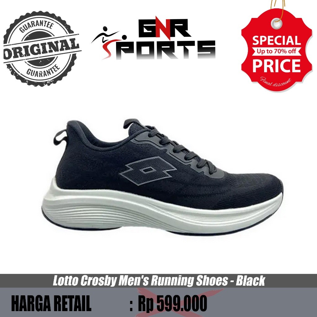 Sepatu  Lotto Crosby Men's Running Shoes - Black  Original 100%