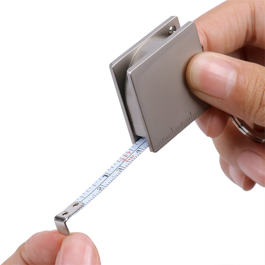 Gantungan Kunci Meteran Mini Ruler Stainless Steel 150 Cm Otomatis Meteran Mini -