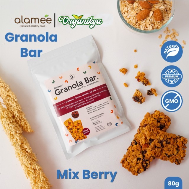 

ALAMEE Granola Bar Snackbar Mix Berries Cemilan Diet Healthy Snack Sehat Rendah Kalori 80gr organikya
