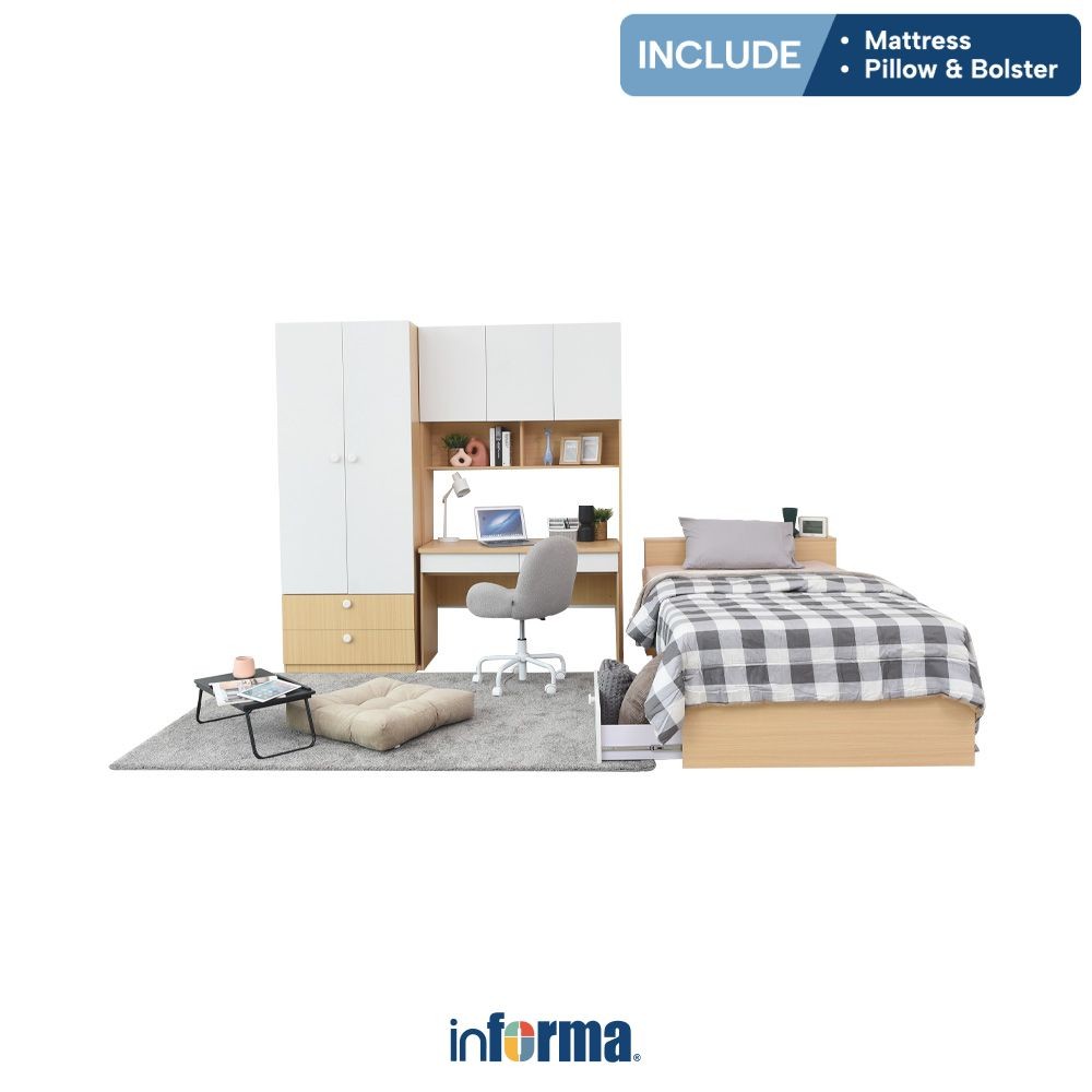 Informa 120X200 cm Axel Set Kamar Tidur - Putih Bedroom Set Furniture Kamar Tidur Set Tempat Tidur M