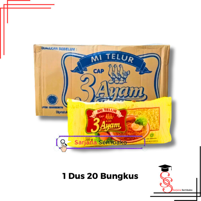 

Mie Telur Cap 3 Ayam Kuning - 1 Dus 20 Bungkus