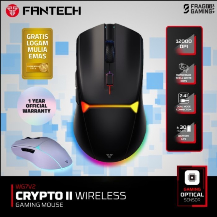 Fantech WG7 V2 / WG7-V2 / WG-7V2 / WG7V2 Wireless Gaming Mouse With RGB Gaming Optical Sensor