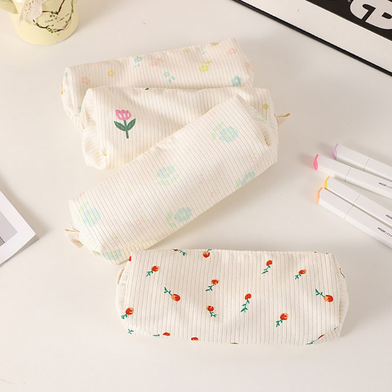 

Simple Flower Pencil Case School Supplies Trousses Scolaires Pencilcase Soft Cute Stationery Estuches Escolares Pencil Pouch
