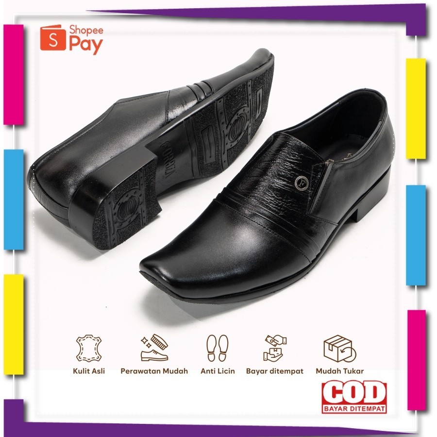 UKURAN SIZE 37 38 39 40 41 42 43 44 45 / Sepatu Pantofel Pria Formal Kulit Asli Hand Made Model Slip