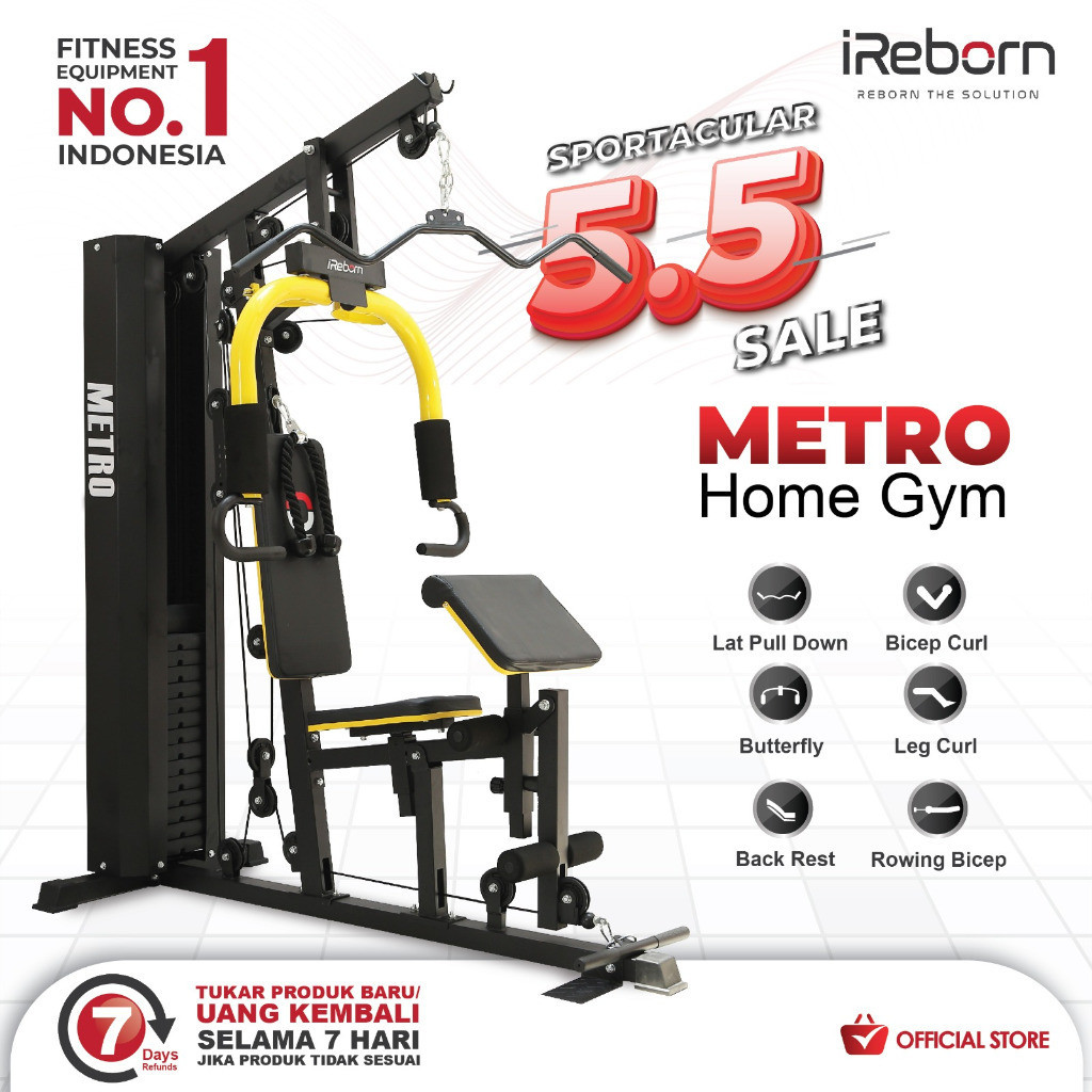 Alat Fitness Home Gym 1sisi 150LBS iReborn Metro (SURABAYA)
