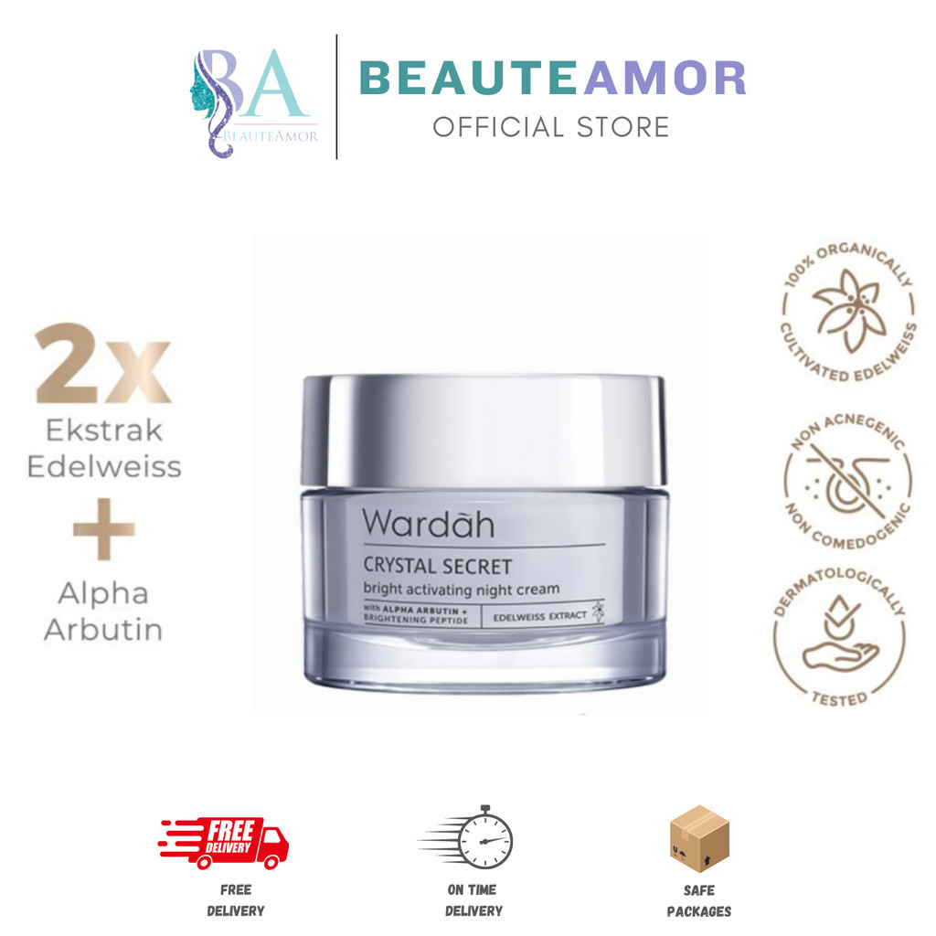 BEAUTEAMOR - Wardah Crystal Secret Bright Activating Night Cream (Krim Malam Mencerahkan)