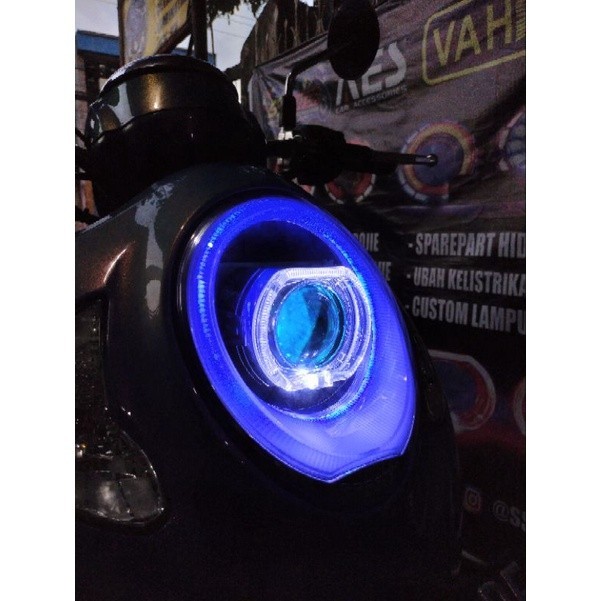 HEADLAMP / LAMPU DEPAN CUSTOM PROJIE BILED AES F1 / AES TURBO GEN2, F002 HONDA NEW SCOOPY 2021 2022