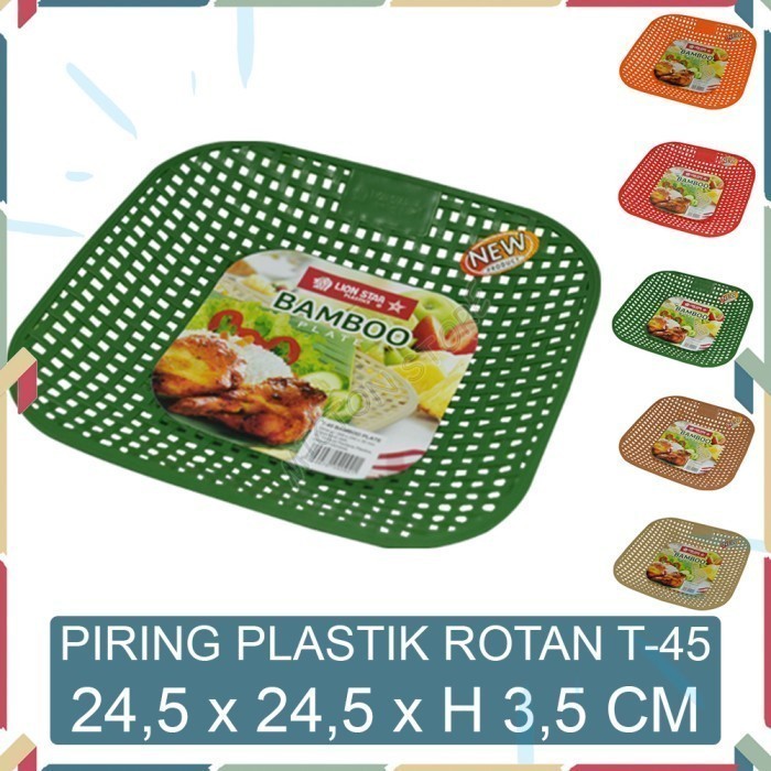 BIGTON Lion Star Piring Plastik Rotan Anyaman Bamboo Plate T-45 03 LionStar Plastik Berkualitas Mura