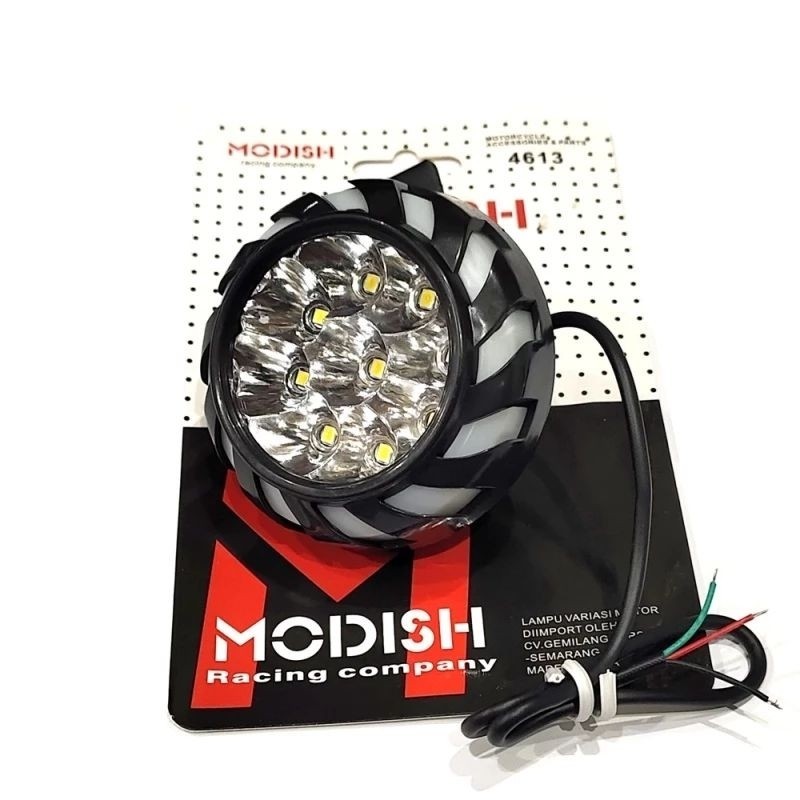 TERLARIS LAMPU TEMBAK SOROT BULAT BREKET SPION 9 LED UNIVERSAL SEMUA MOTOR MATIC BEBEK MODEL SPIRAL 