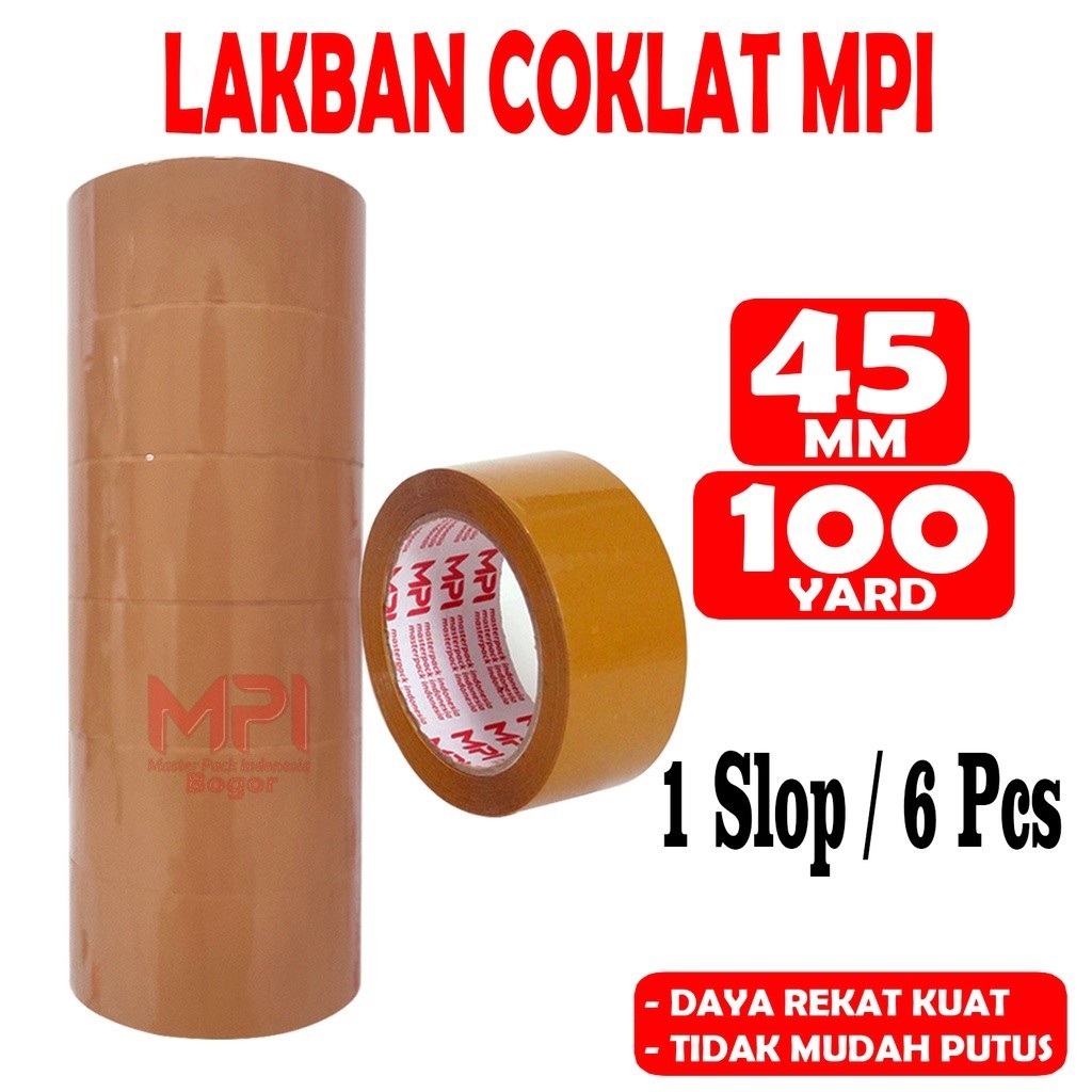

6 PCS - Lakban Coklat MPI 45 mm x 100 yard Bc / Lakban Untuk Packing - Master Pack Indonesia Bandung
