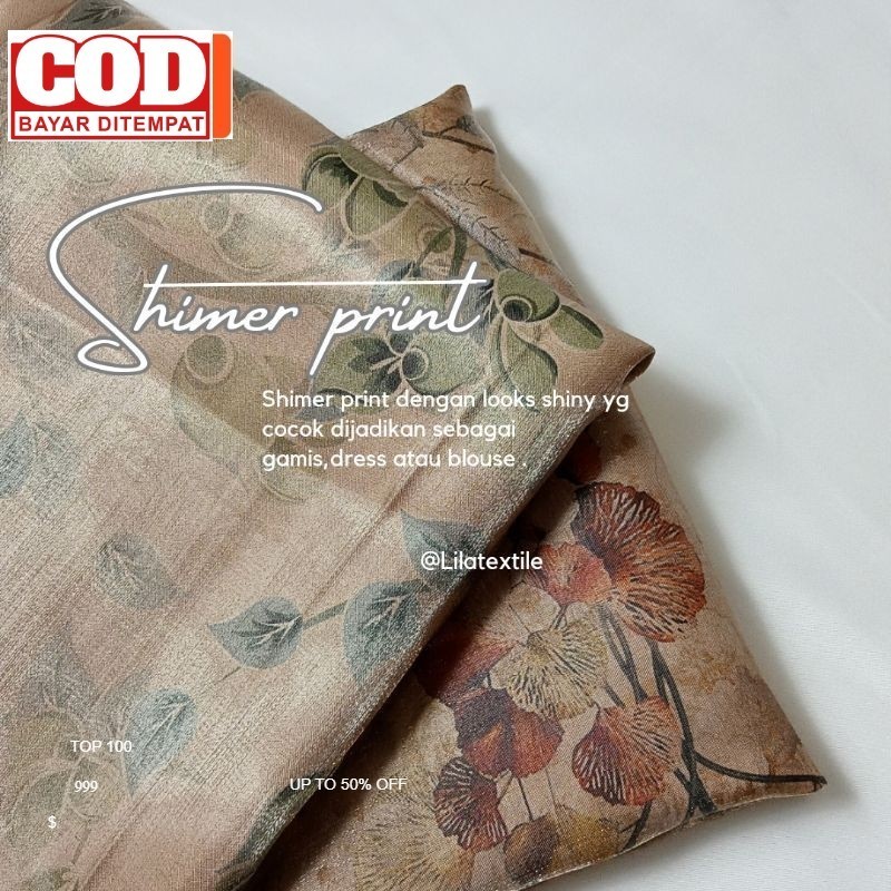 KAIN SHIMER PRINT cocok untuk gamis dan mukena ( HARGA PER 0,5 METER )