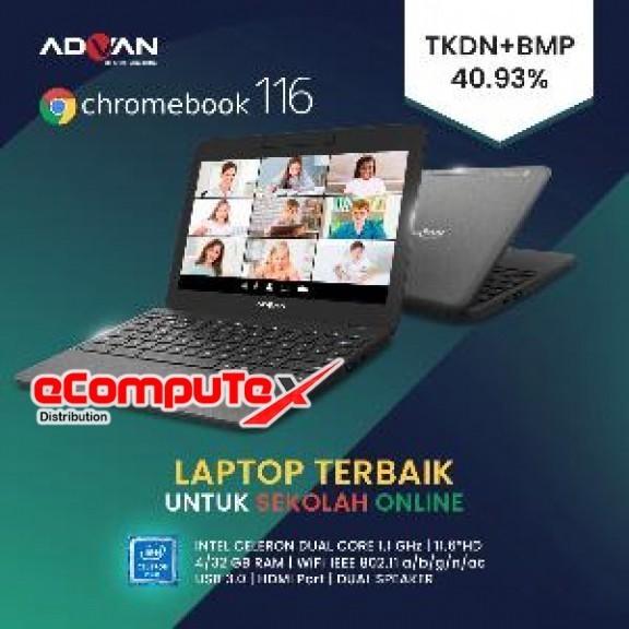 Laptop Advan Chromebook 116 N4020 4GB 32GB 11.6" - TKDN RESMI