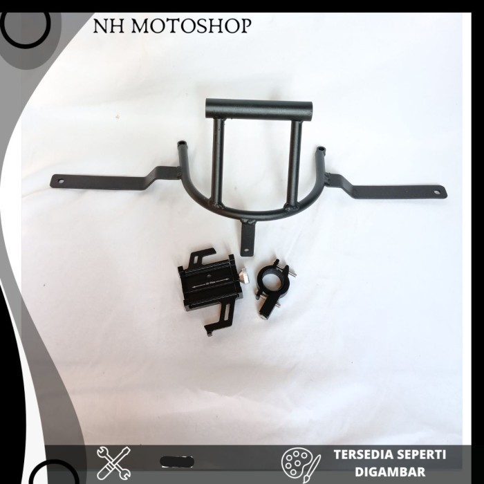 PAKET HOLDER HP YAMAHA NMAX PEGANGAN DUDUKAN HANDPHONE BRACKET SEPEDA MOTOR ALUMUNIUM V2 DUDUKAN HAN