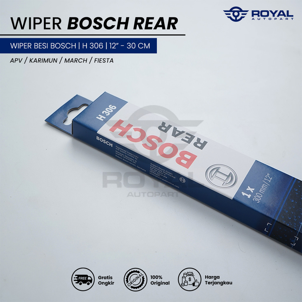 Wiper Rear Bosch H306  12" Inchi / Wiper Kaca Belakang Mobil APV / Pajero Sport 2008 – 2015 / BRV / 