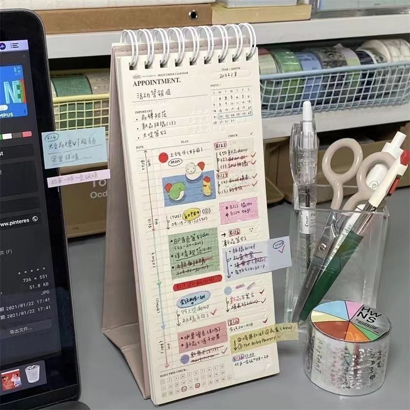 

Daily Planner Notebook Buku Tulis Catatan Perencanaan Harian Cover Spiral Buku Standing Project Journal Study Planner barang aesthetic