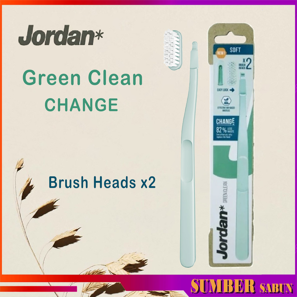 Jordan Green Clean Toothbrush CHANGE Handle Sikat Gigi Lembut