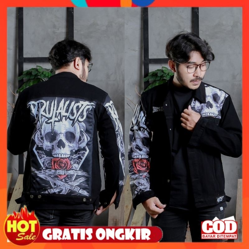 [PREMIUM ORIGINAL] BRUTALISTS DENIM JAKET JEANS PRIA JAKET DENIM WANITA HITAM TEBAL