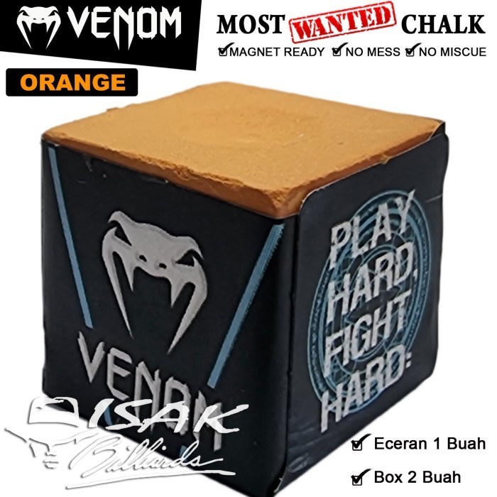 Venom Chalk Orange - Magnet Billiard Chalks Kapur Cuk Eceran Box - Eceran 1 Buah