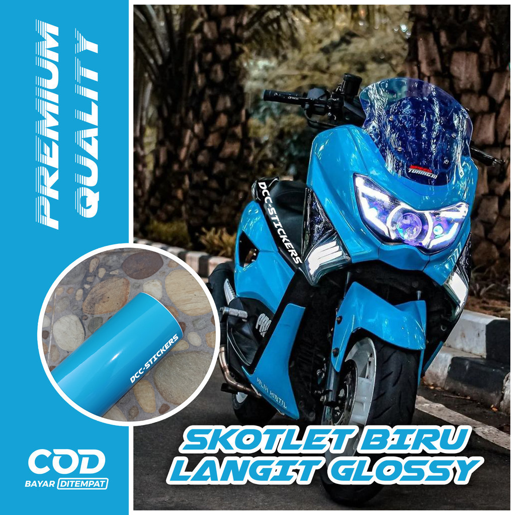 Skotlet Biru Langit Glossy Sepeda Motor Mobil Premium Quality Promo Awet Kuat