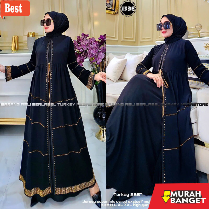 Abaya Turki Kekinian Gamis Turkey 2357 Hawa #735 Busana Muslim By Original Mega Store