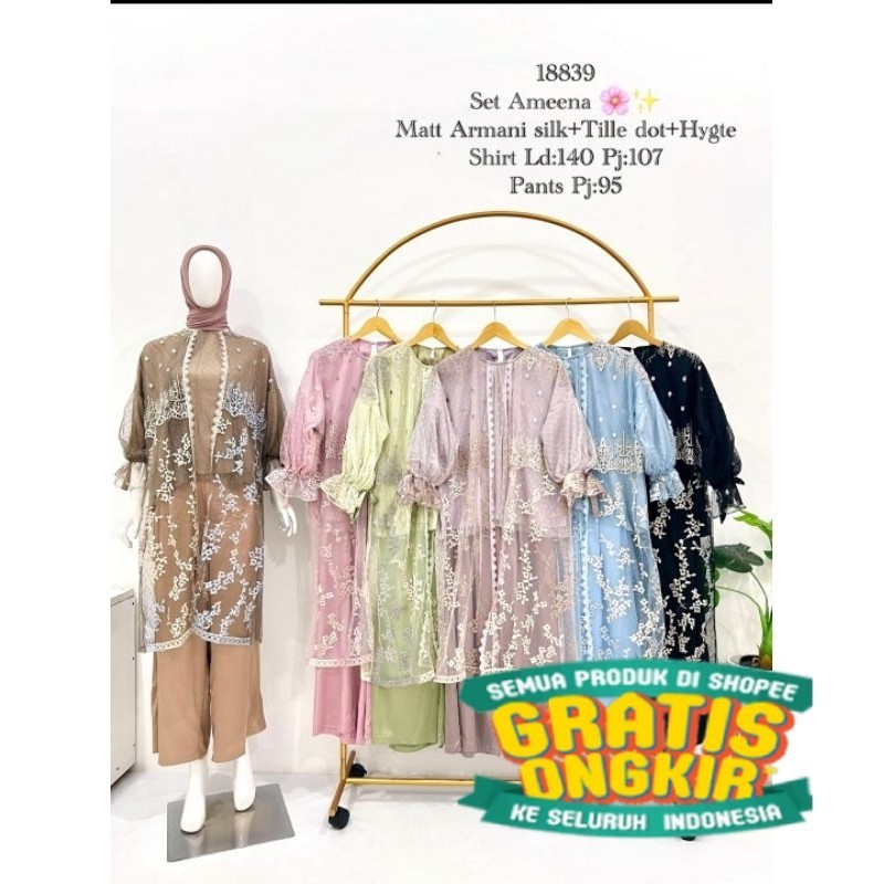 AMEENA SET CELANA / ONESET BRUKAT KONDANGAN / SETELAN KONDANGAN/ Menyala