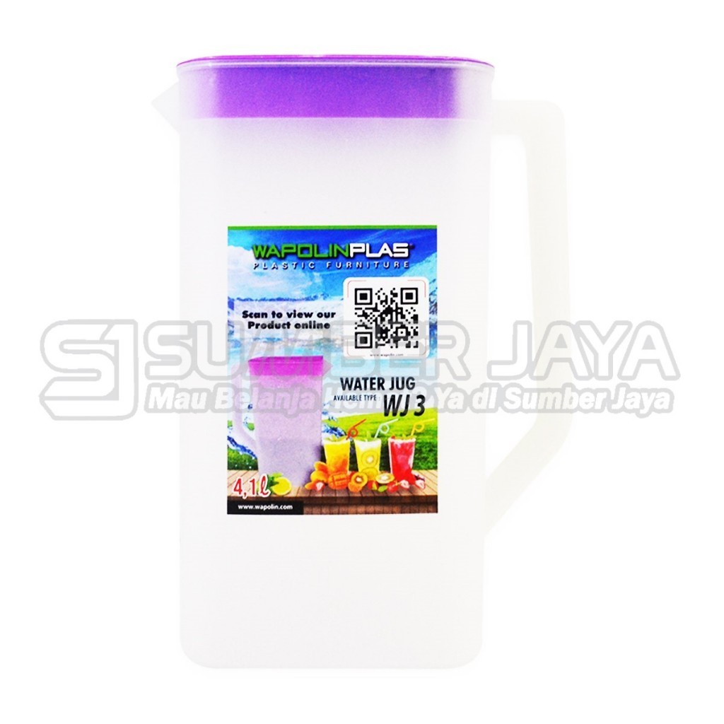Pitcher Minuman Eskan Water Jug Segi Wapolin 4.1 Liter Teko Plastik Kotak Bening