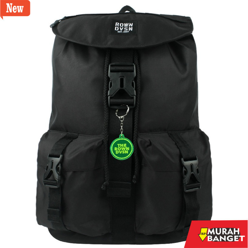 Tas Ransel pria kekinian Rown Dvsn Bag pack Black - Rown Division Official Tas Ransel Gareth Black