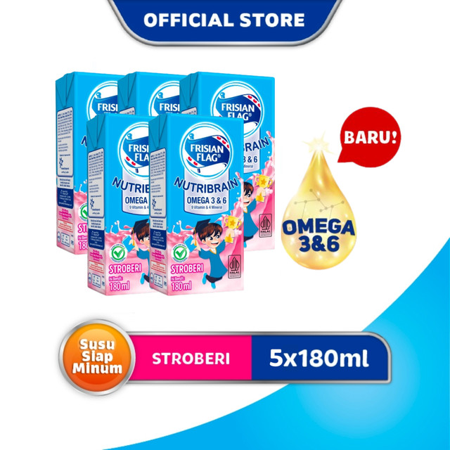 

Frisian Flag Omega Susu UHT Strawberry 180ml x 5 pcs