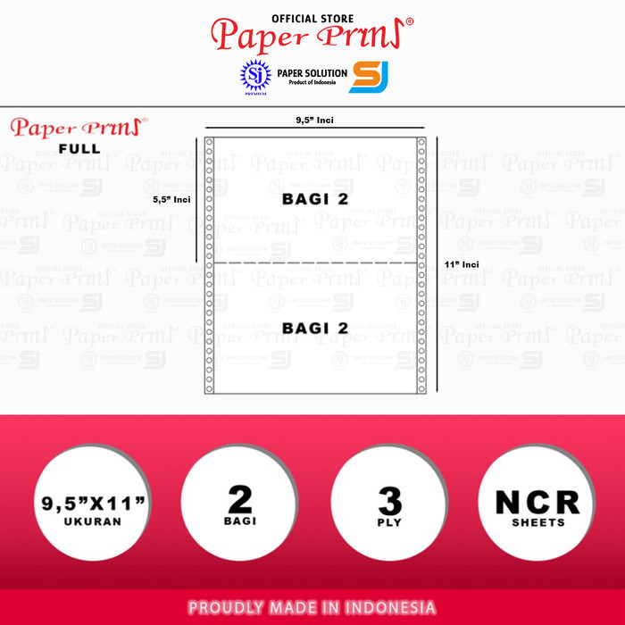 

✨BISA COD✨ -Paperpryns Kertas Continuous Form Full 3PLY NCR 9.5" x 11"/2 (Bagi 2)