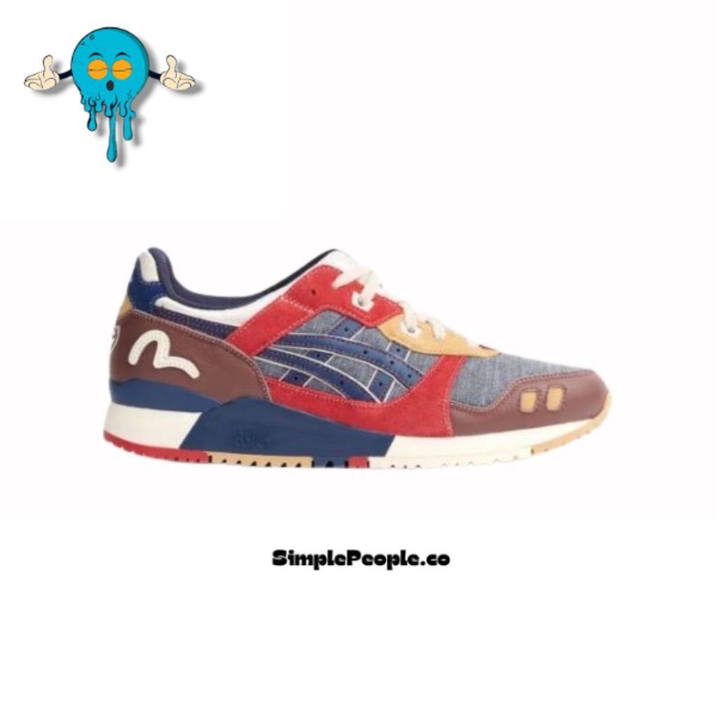 Sneakers EVISU x ASICS GEL-LYTE 3 Denim Red Navy 100% Original BNIB