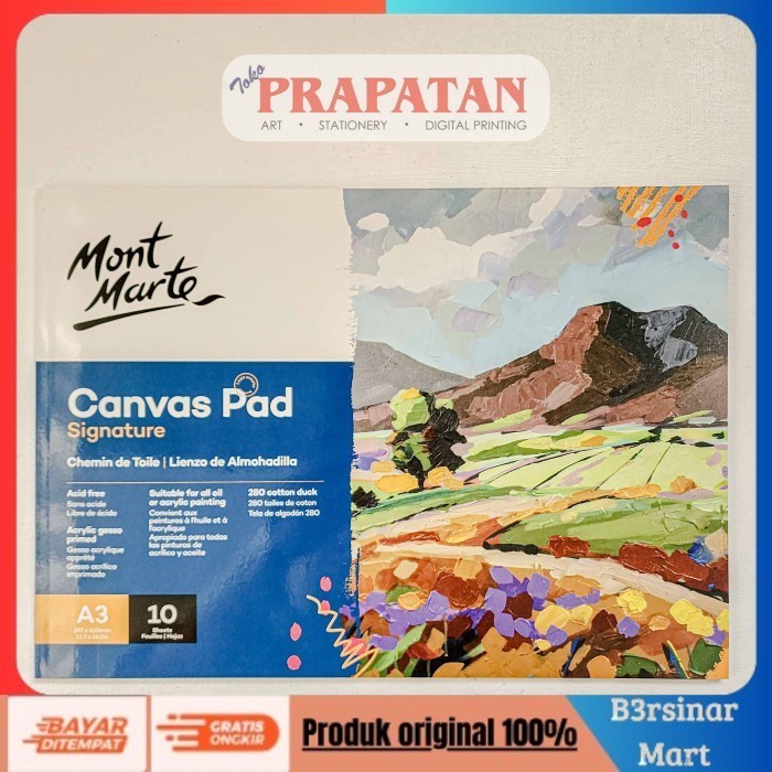

[KUALITAS TERBAIK] Mont Marte Canvas Pad A3 10 Sheets