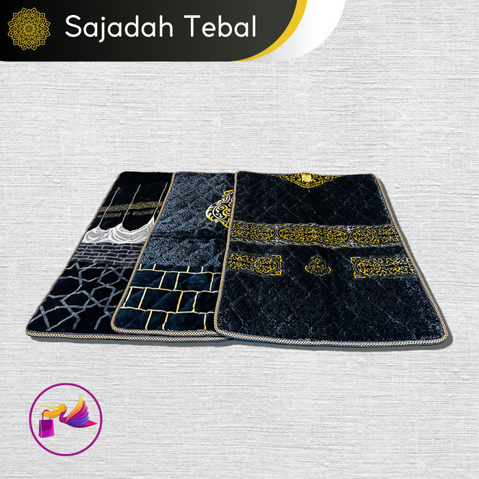 Sajadah Tebal Kiswah Hitam Premium Busa Empuk Jumbo - Random