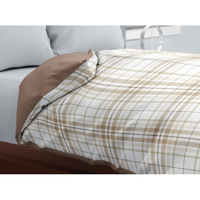 TRUU Essence Bed Cover Eksklusif  Mix Tartan Classic Beige Mocca TR.BC015 Microfiber 210x240 cm Ultr