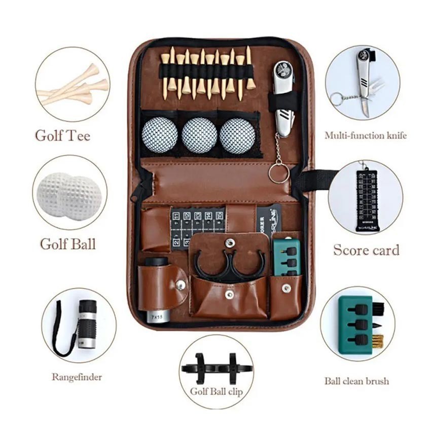 Tas Kulit Penyimpanan Bola Golf Aksesoris / Golf Ball Pouch Bag