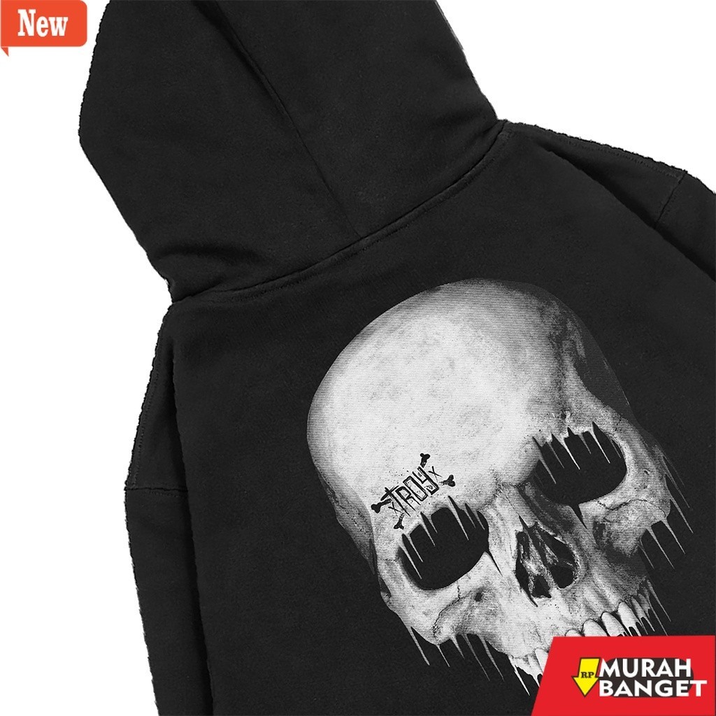 Hoodie Pria Kekinian Troy Company Hoodie Hitam Tengkorak Jaket Distro Cowok KH 2353