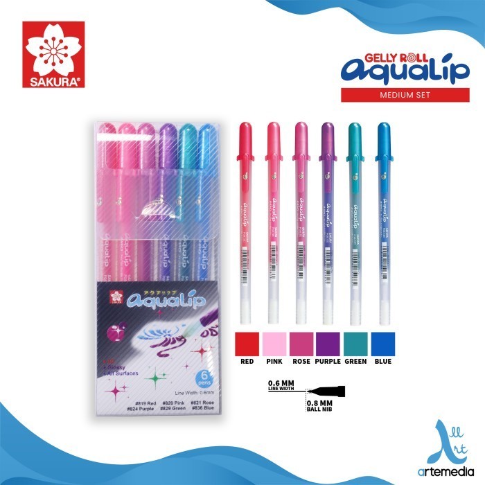 

[Terbaru]ATK Pulpen Warna Timbul Sakura Aqualip 3D Color Set Bolpen - MEDIUM SET 6