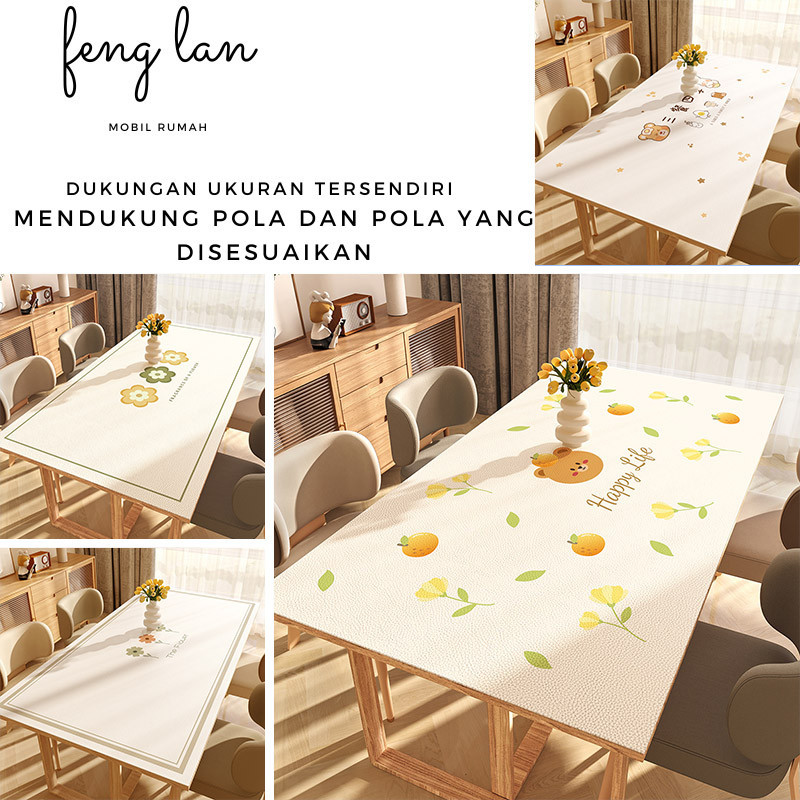 FENGLAN menunjukkan keanggunan besar meja alas kulit asli berwarna hitam yang tenang/taplak meja /ta