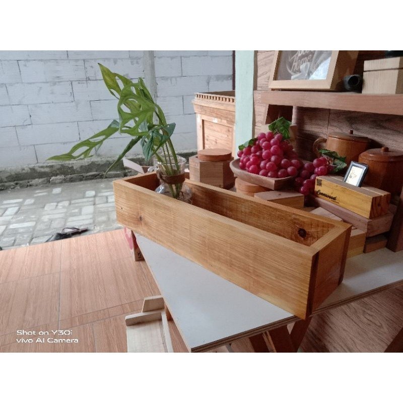 POT BUNGA VAS BUNGA KAYU WOODEN BOX POLOS 40 CM PLANTER ARTIFICIAL /wooden/woodencraft /woodenbox