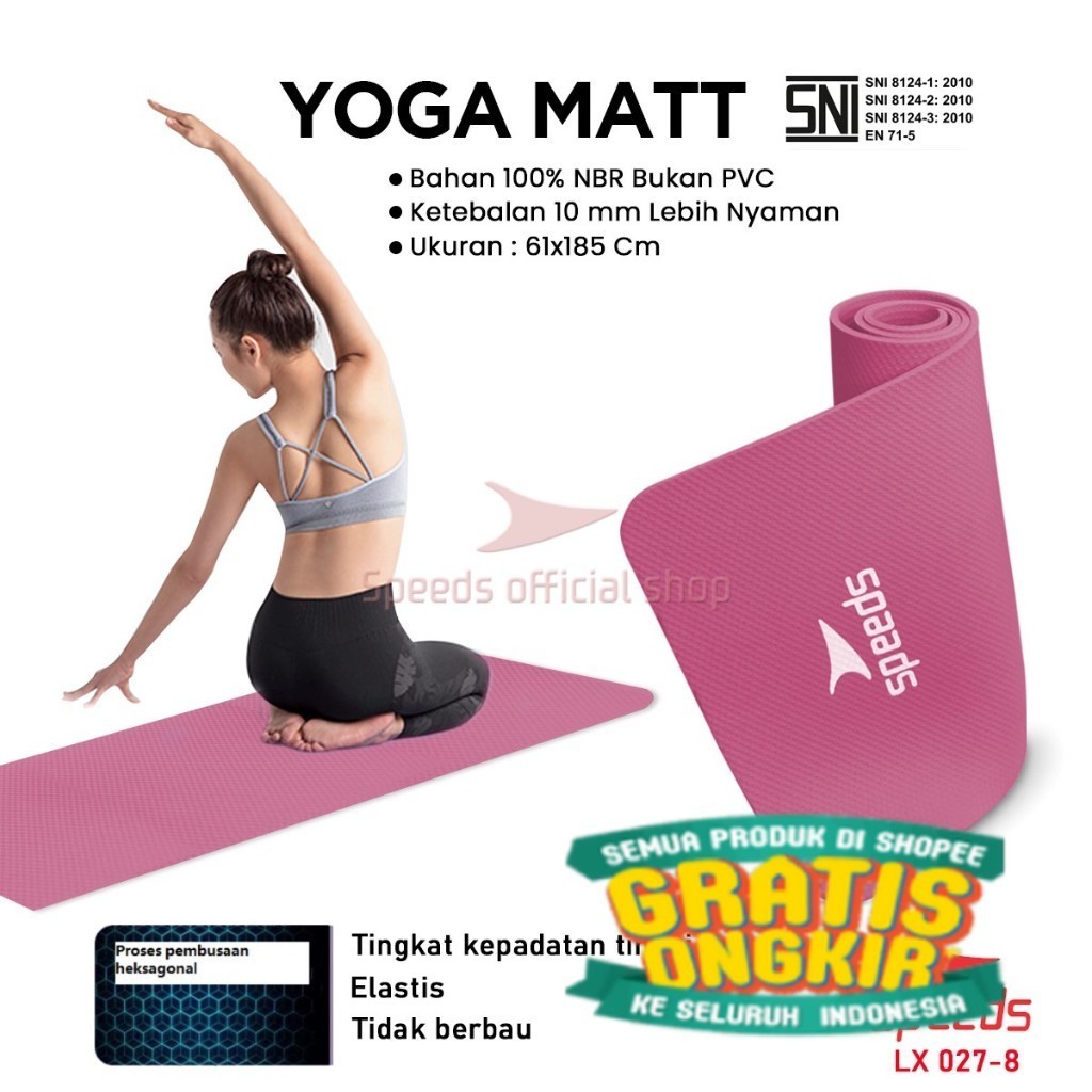 

SPEEDS Matras Yoga Mat NBR Karpet Spons Tikar Alas Karpet 10MM Berstandar SNI 027-8/ ZUMA AEROBIK LANTAI