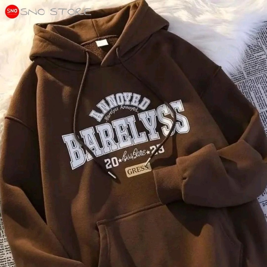 Jaket Hoodie Oversize Import murah terbaru Logo BARELYSS Pria  Wanita Jaket DISTRO SNO STORE Bigsize