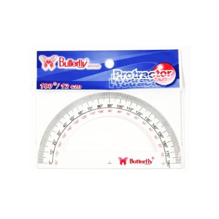 

Penggaris Busur Derajat Lubang Butterfly Penggaris Protactor 180 Derajat 10cm/12cm