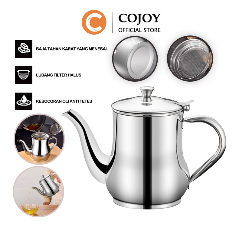 CoJoy Teko Penyaringan Minyak / Ceret Tempat Minyak Goreng Stainless Steel Serbaguna / Teko Minyak F