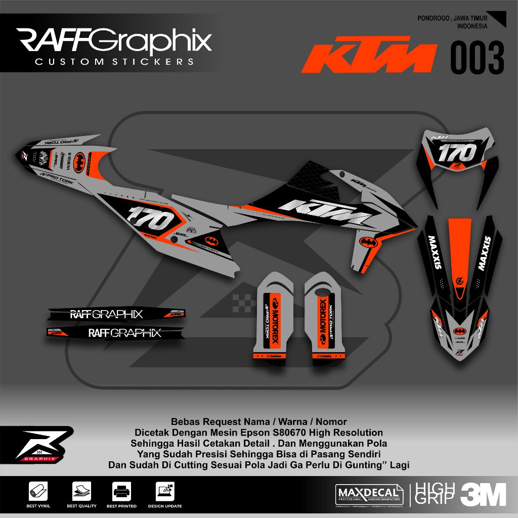DECAL KTM EXC 250 PREMIUM / DECAL KTM THN 2020 UP