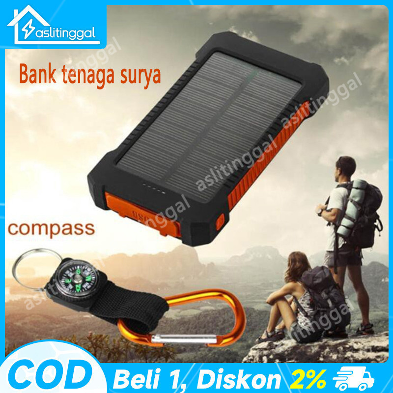 50000mAh Solar Power Bank Charger USB Ports External Charger Flashlight Solar Multifungsi Portabel B